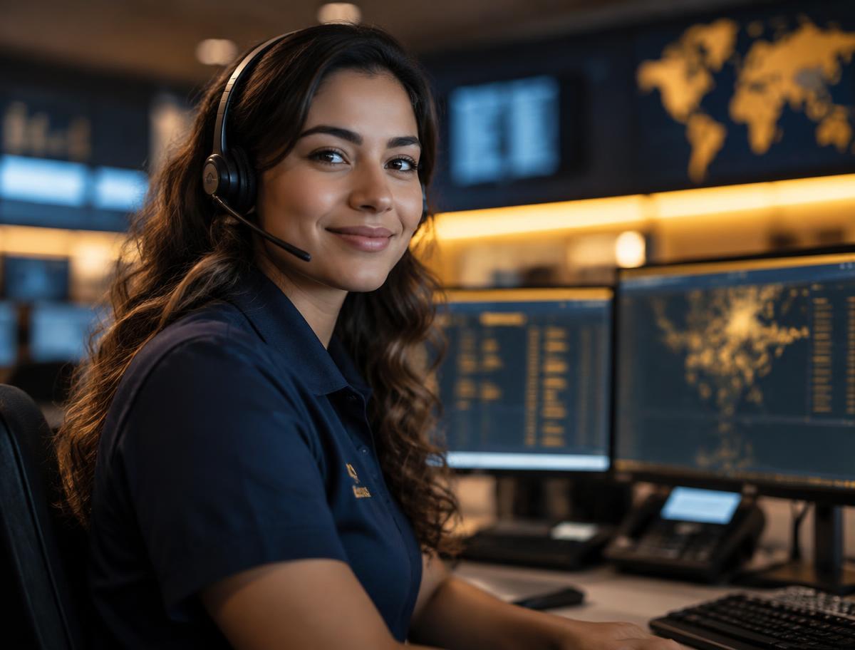SEKKI support specialist with a headset in the operations centre